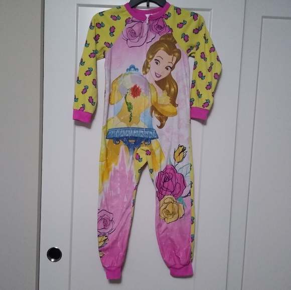 Disney Other - Belle Beauty and the Beast Girls Footie One Piece PJ Pajama